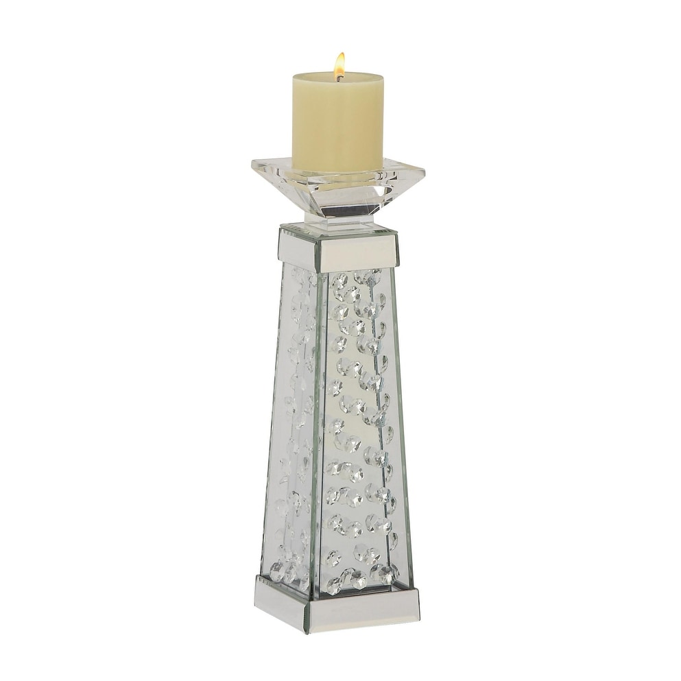 Roche River Decor - Glass Mirrored Candle Holder - Silver