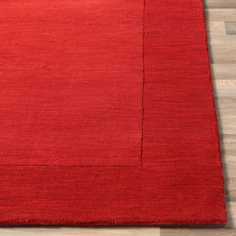 Hand Loomed Odessa Solid Bordered Tone-On-Tone Wool Area Rug