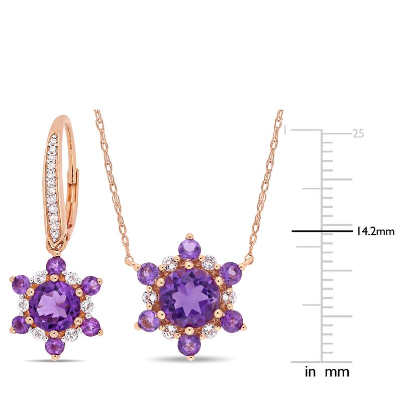 Miadora 10k Rose Gold African-Amethyst White Topaz and 1/10ct TDW Diamond Star Jewelry Set
