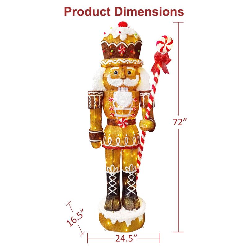 Puleo International 6' Gingerbread Outdoor Christmas Soldier with 216 Warm White LED Lights - Brown
