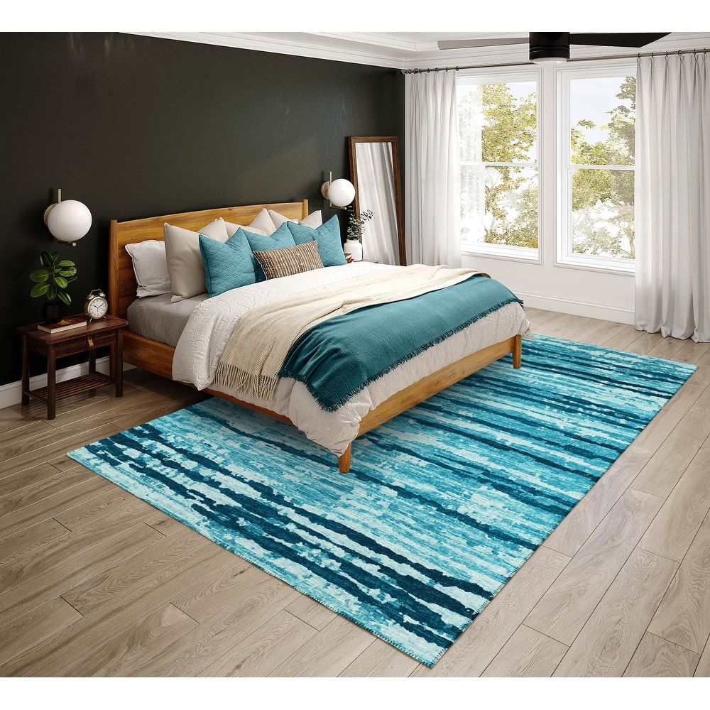 Indoor/ Outdoor Bravado Abstract Striped Baja Washable Area Rug