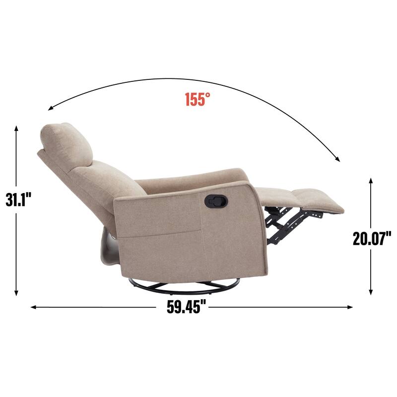 Heat Massage Manual Recliner Chair with 360° Swivel and Rocker Function
