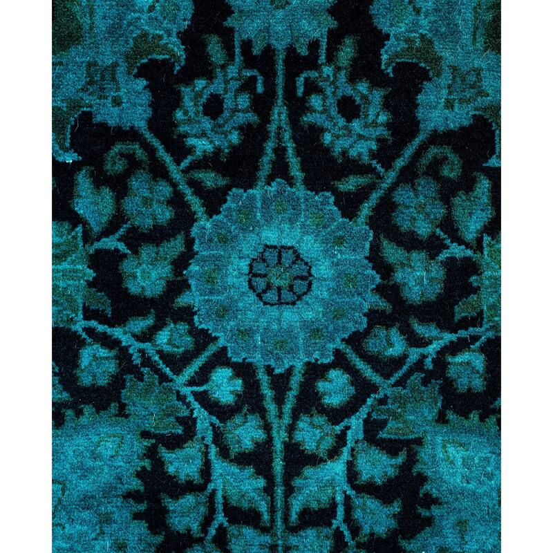 Overdyed One-of-a-Kind Hand-Knotted Area Rug - Black - 2' 8" x 18' 1"
