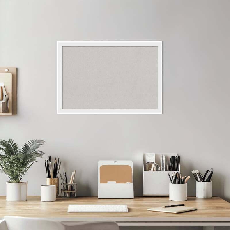 Incline White Wood Framed Cork Board - Bulletin Board, Organization Board, Pin Board