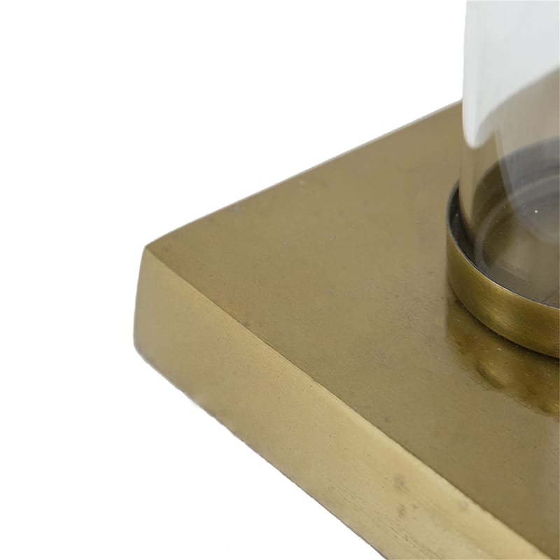 16x16x24" Gold and White Table Lamp with Glass Cylinder and Pedestal Base