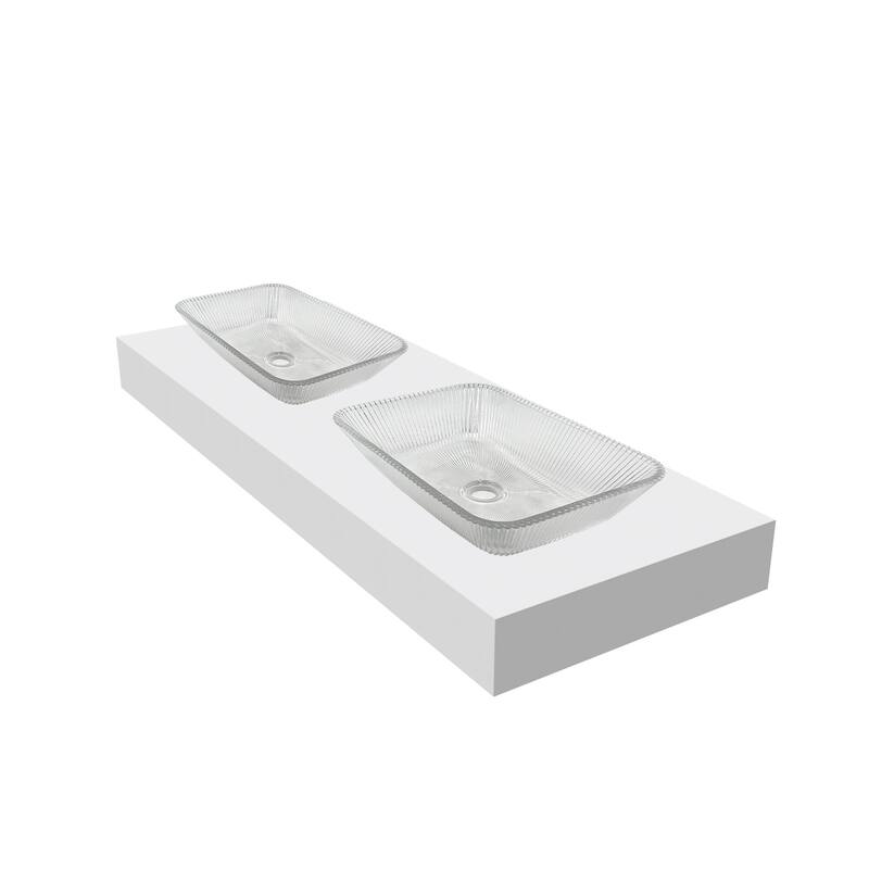 CastelloUSA 18" Rectangle Decorative Clear Crystal Sink With Base