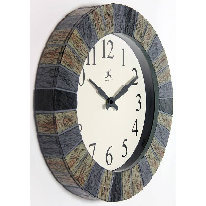 Faux 13 inch Indoor/Outdoor Wall Clock with Thermometer - 13 x 2 x 13