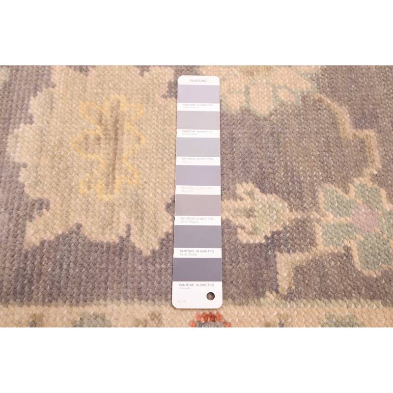 ECARPETGALLERY Hand-knotted Modern Oushak Dark Grey Wool Rug - 4'1 x 5'11