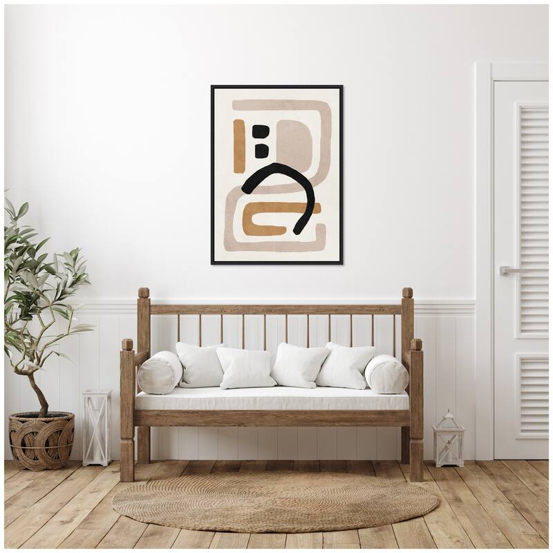 Kate and Laurel Sylvie Neutral Abstract 2 Minimal Modern Art Framed Canvas by July Art Prints