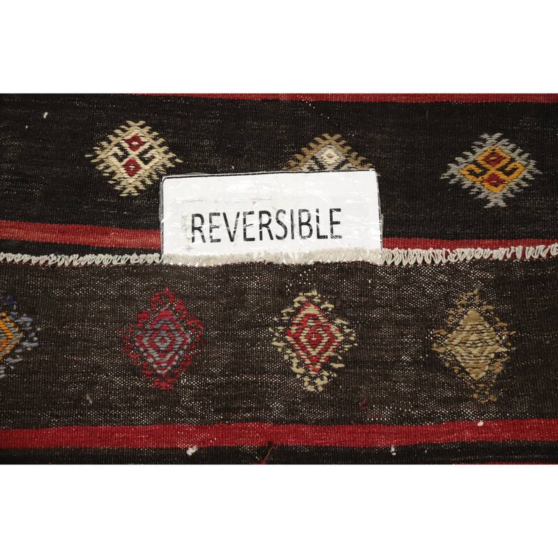 Hand Woven Oriental 100% Wool Carpet Southwestern Tribal Red Kilim Area Rug - 9' 7'' X 5' 5''