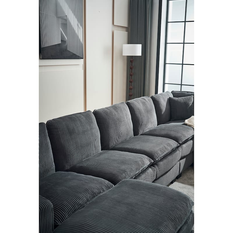 118.1'' Luxurious U-Shaped 6-Seat Sofa with Ottoman