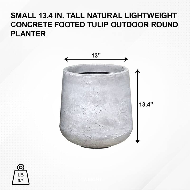 Small 13.4 in. Tall, Lightweight Concrete Indoor/Outdoor Round Planter