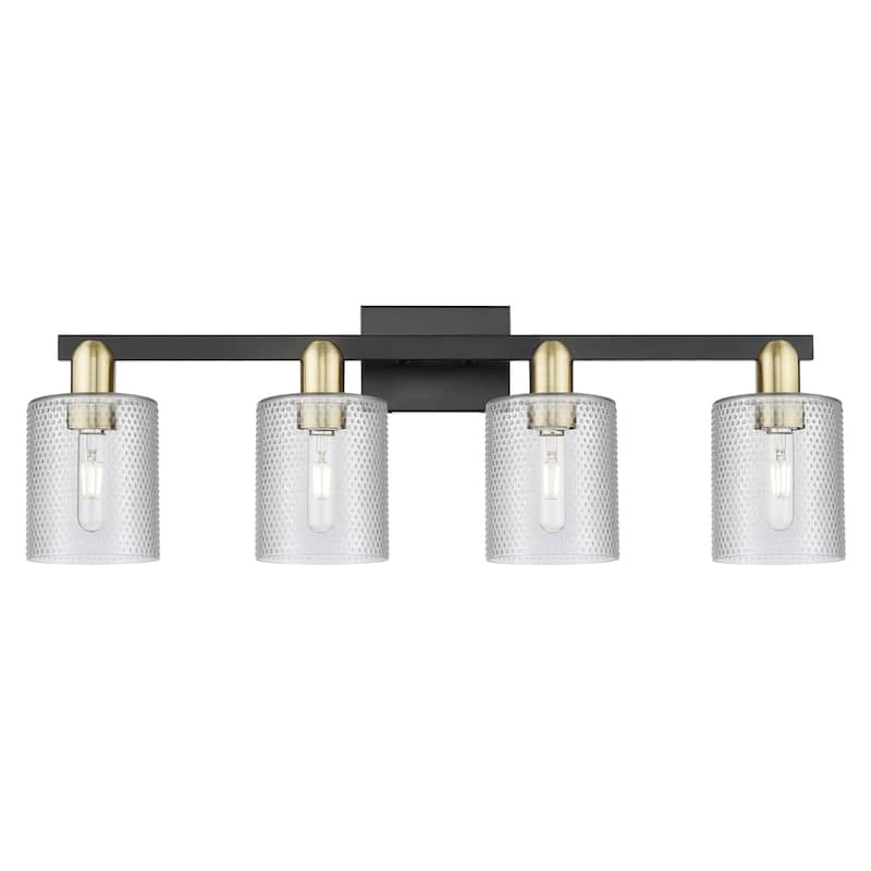 Innovations Lighting 716-4W-11-32 Cobbleskill Vanity Cobbleskill 4 - Black Antique Brass / Clear