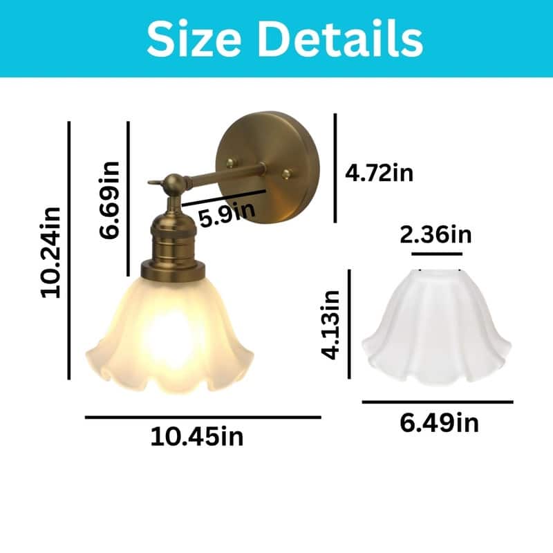 1 Pack wall sconces gold light wall bedroom glass, metal wall lighting