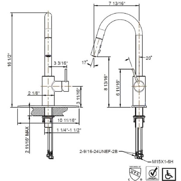 Ultra Faucets Euro Collection Single-Handle Kitchen Faucet With Pull-Down Spray