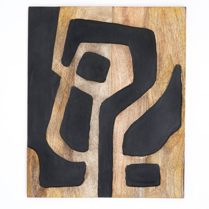 Wall Art Abstract Handcrafted Wooden Wall Decor - 16x20" - Black