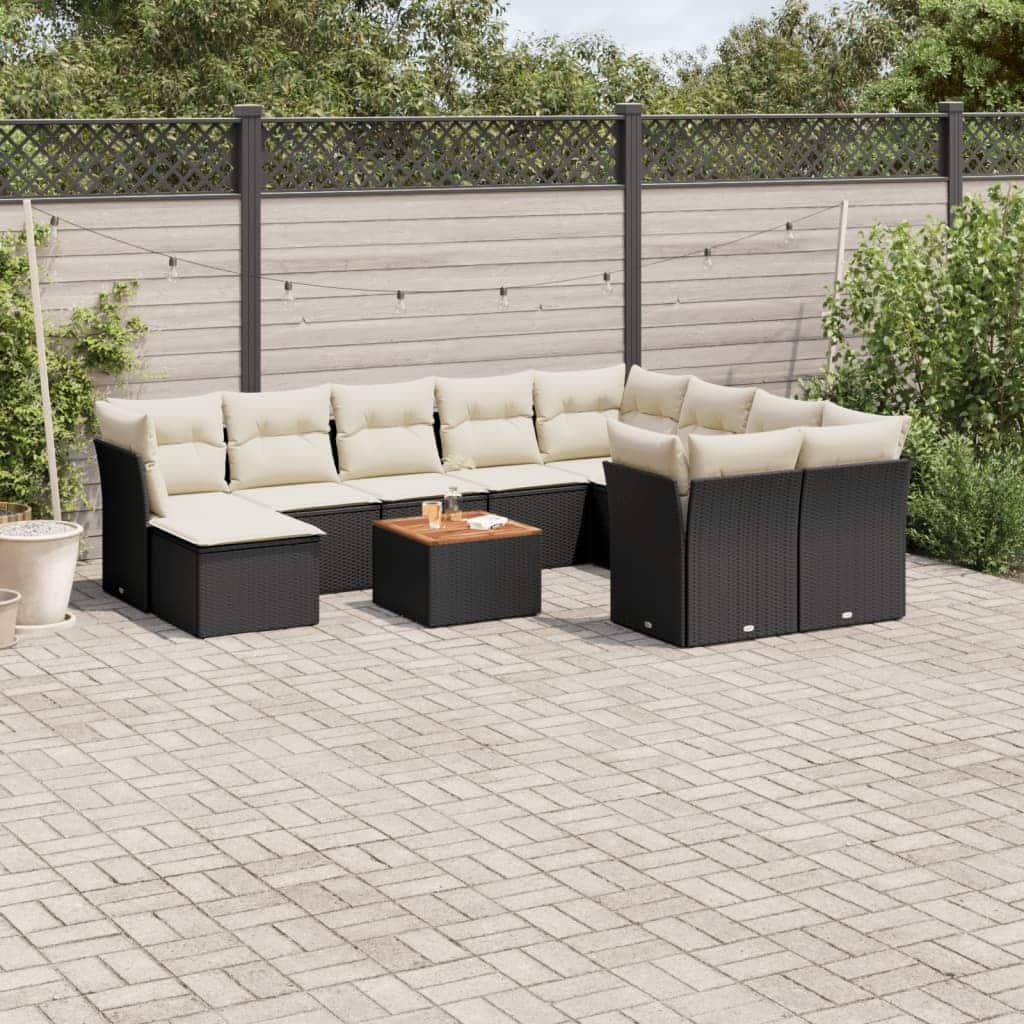 vidaXL Patio Sofa Set with Cushions Outdoor Furniture 11 Piece Poly Rattan - 24.4 x 24.4 x 27.2