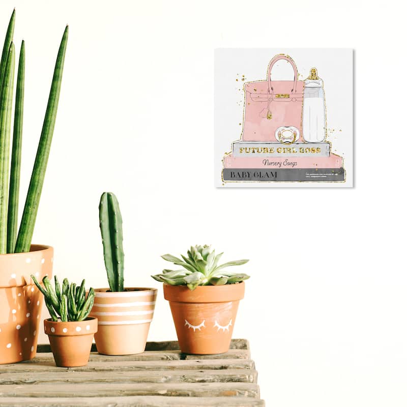 Wynwood Studio Canvas Fashion and Glam Nursery Books White Pink and Pastel Pink Glam Wall Art Canvas Print - 12 x 12