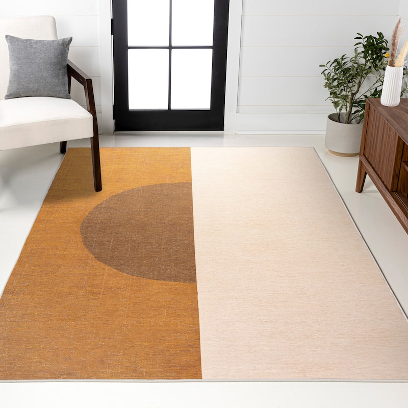 JONATHAN Y Ashkii Bohemian Textured Weave Floral Machine Washable Area Rug