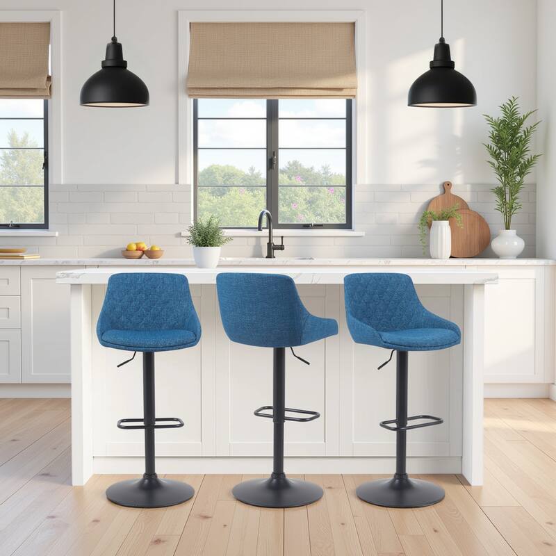 Anibal Modern Swivel Adjustable Barstool, Upholstered Counter Height Chair with Metal Frame