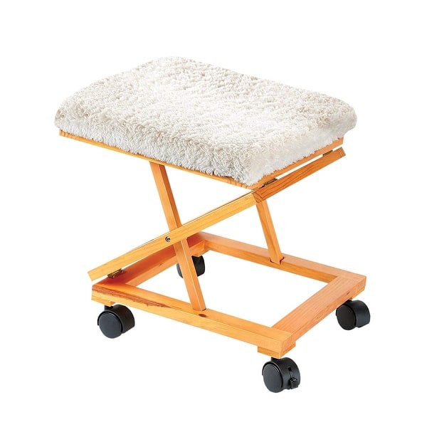 Sherpa Top Foot Rest -Rolling Collapsible Cushioned Foot Stool Ottoman - 12  in. x 15.5 in. x 14 in. - Bed Bath & Beyond - 26429529