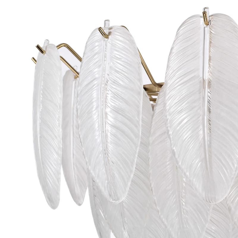 Paula Brushed Shiny Brass 7-Light Glass Feather-shaped Chandelier