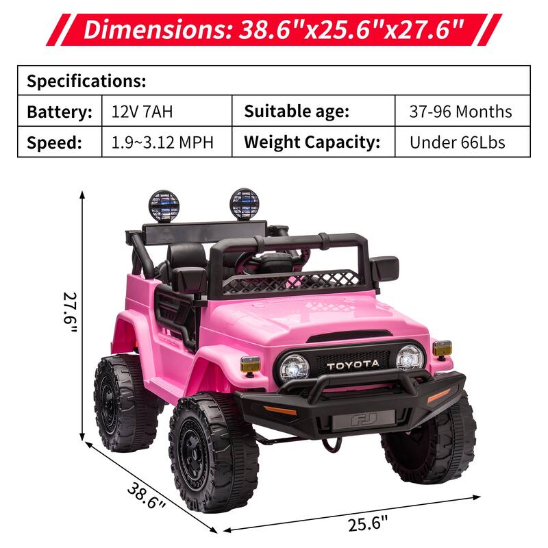 12V Ride on Truck Car, 7AH Licensed Toyota Ride on Car, Battery Powered Kids Car, EVA Tires, Ride On Toy for Kids