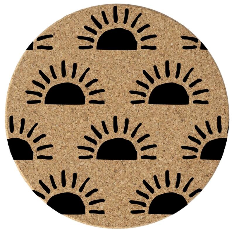 Sunrise 4 Pack Absorbent Cork Coaster Made in The USA 4" Round - Multi - Multi
