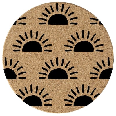Sunrise 4 Pack Absorbent Cork Coaster Made in The USA 4" Round - Multi