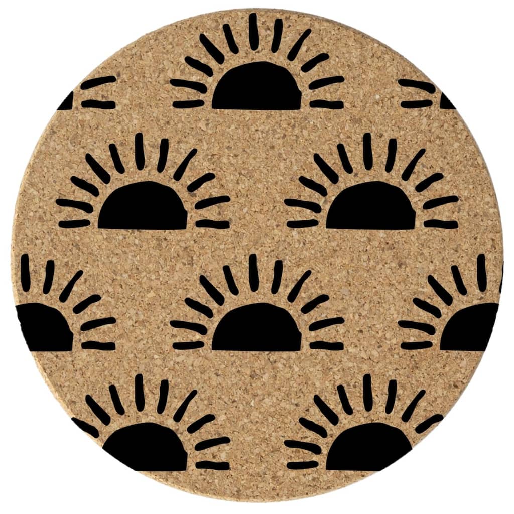 Sunrise 4 Pack Absorbent Cork Coaster Made in The USA 4" Round - Multi