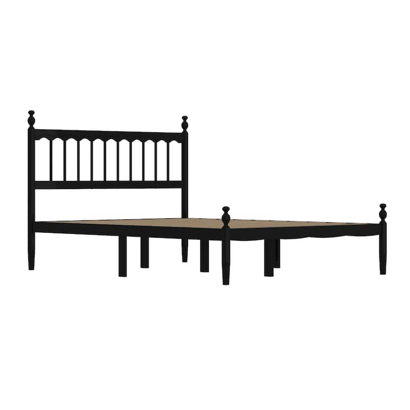 Elegant Vintage Style Sturdy Queen Size Solid Wood Bed Frame