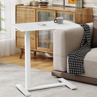 Mobile Standing Desk with Wheels Pneumatic Laptop Desk Rolling Computer Cart Movable Height Adjustable Small Stand Desk Home