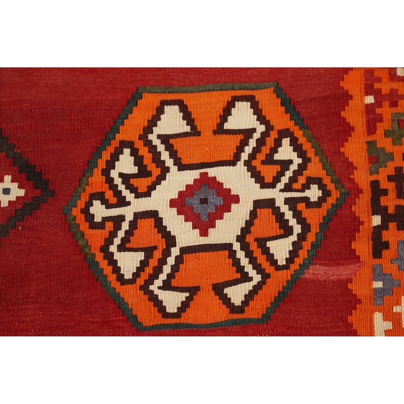 Kilim Qashqai Persian Vintage Area Rug Hand-Woven Bedroom Wool Carpet - 4'10"x 8'1"
