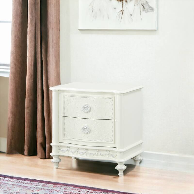 Dorothy Ivory Finish Nightstand W/2 Drawers