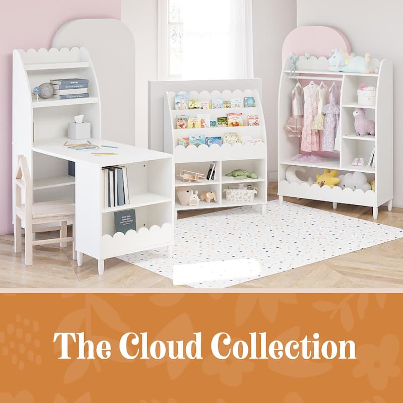 Little Seeds Cloud Kids Dress Up Storage and Clothing Rack with Toy Organizer and Shelves, White - N/A