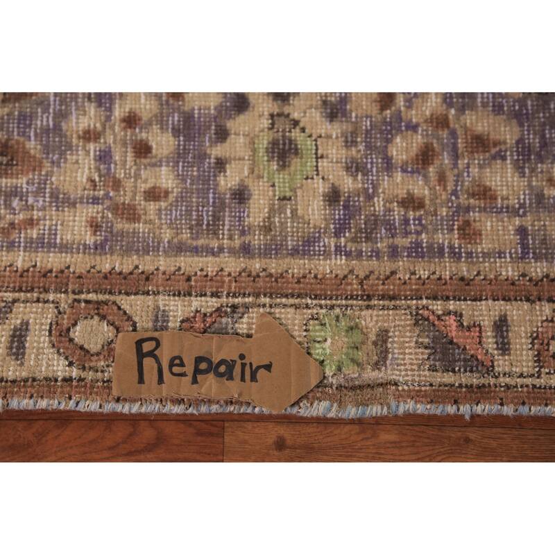 Light Blue Medallion Tabriz Persian Rug Floral Handmade Wool Carpet - 9'10"x 12'4"