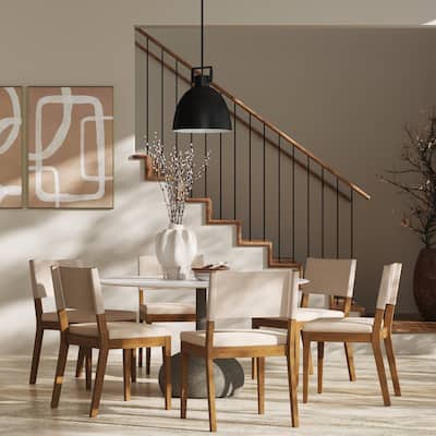 Linus Modern Upholstered Dining Chair, Solid Rubberwood Legs