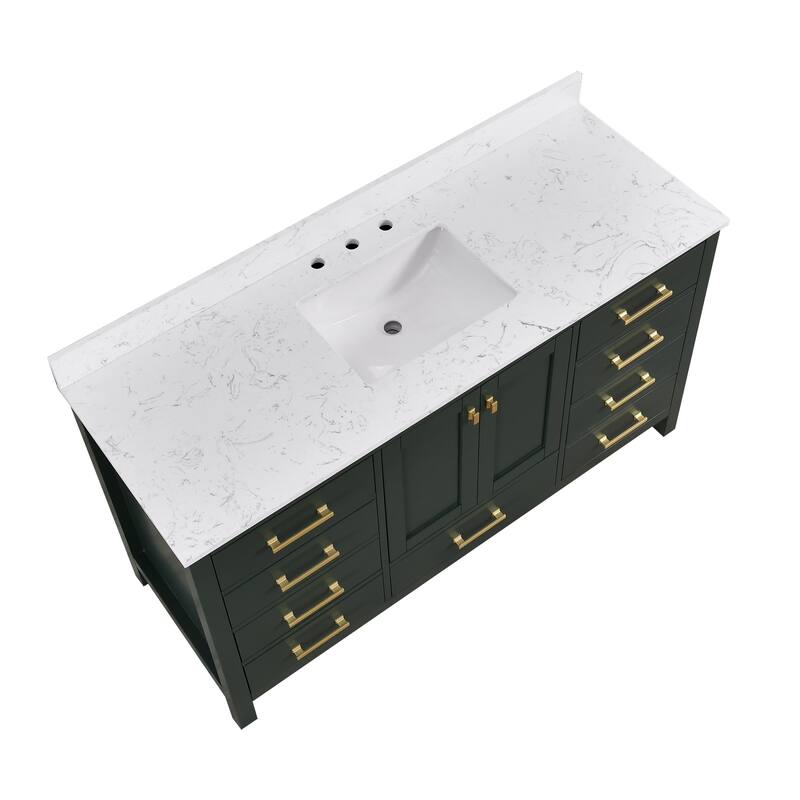 StarrySky 60 inch Undermount Single Sink Bathroom Vanity with Engineered Carrara Marble Top