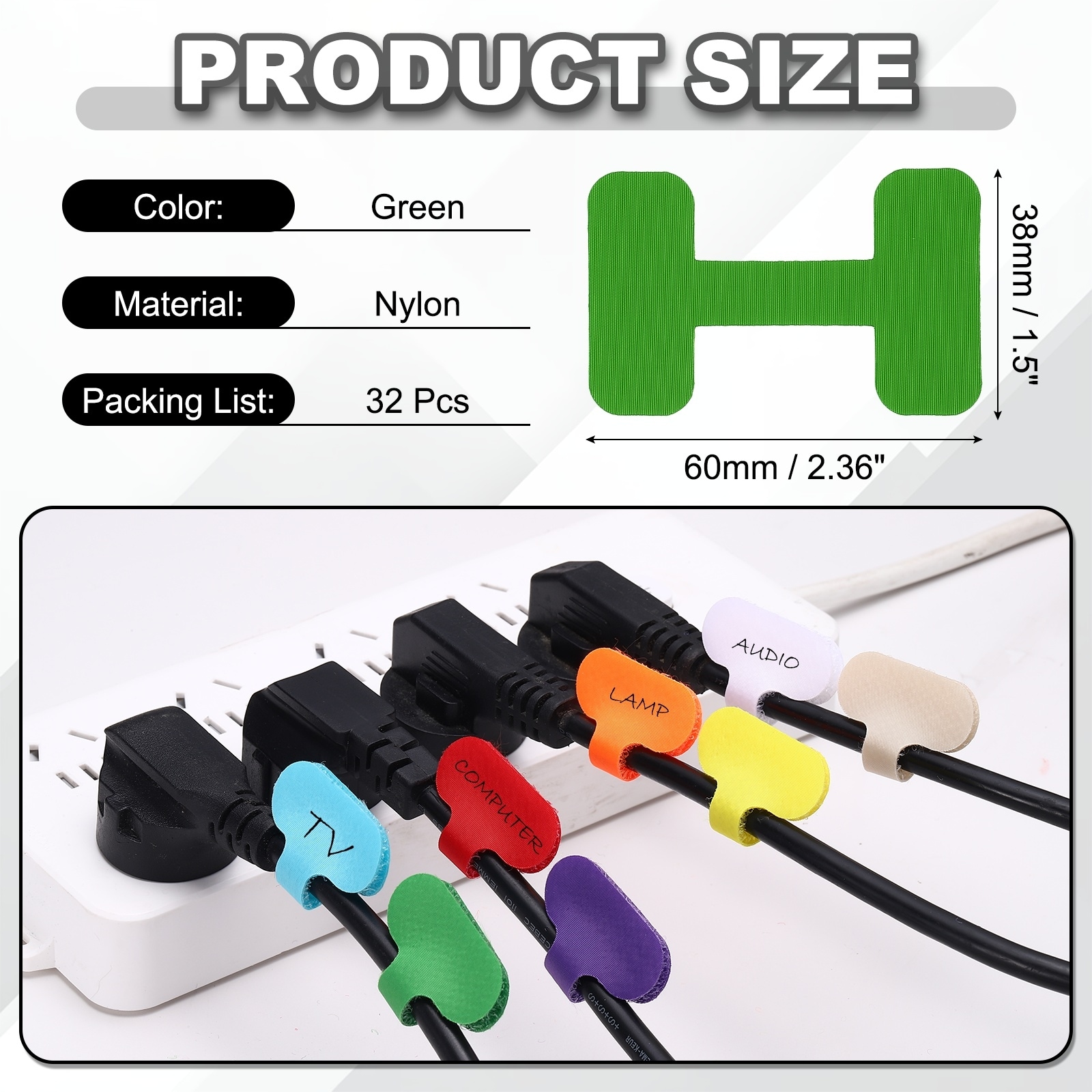 Cable Labels Tags, Write on Wire Tags Cord Labels Hook Loop Rectangle Cable Ties for Organize Wire Classify