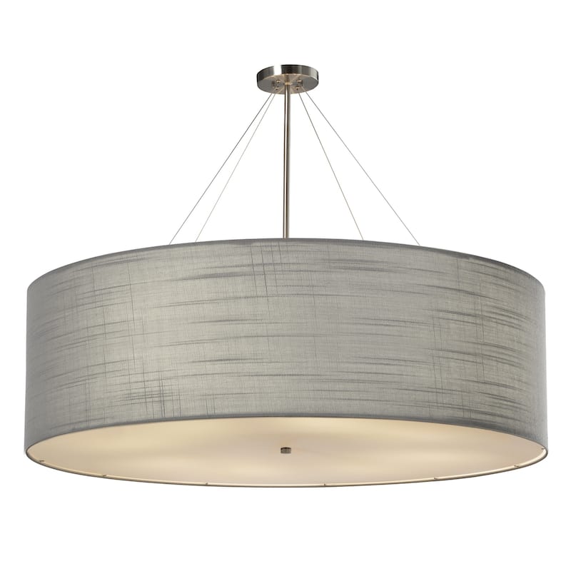 Justice Design Group EVOLV Textile Classic 48-inch Brushed Nickel Drum Pendant - Gray