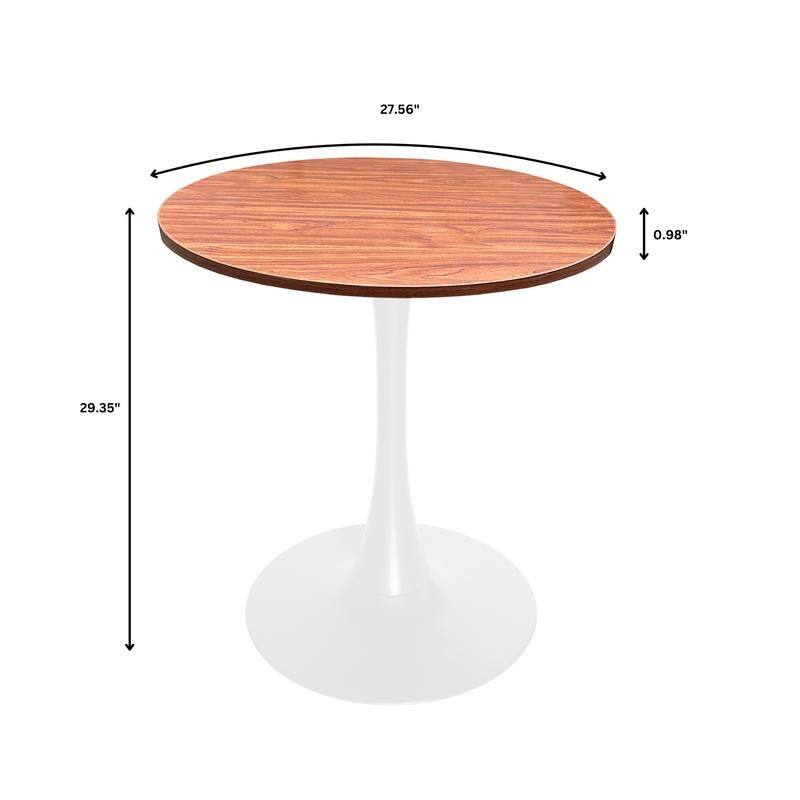 Bristol 27" Round Dining Table with MDF TableTop & White Pedestal Base for Kitchen & Dining Room
