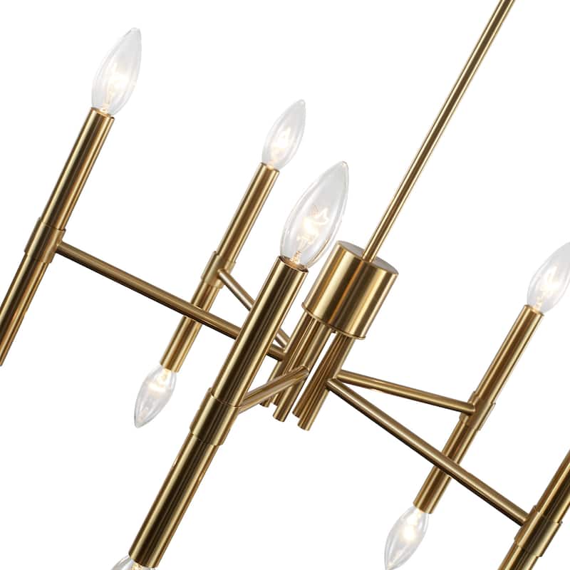 10 - Light Modern candle Chandelier with Adjustable Height, Sleek Linear Design for Dining Room, Living Room