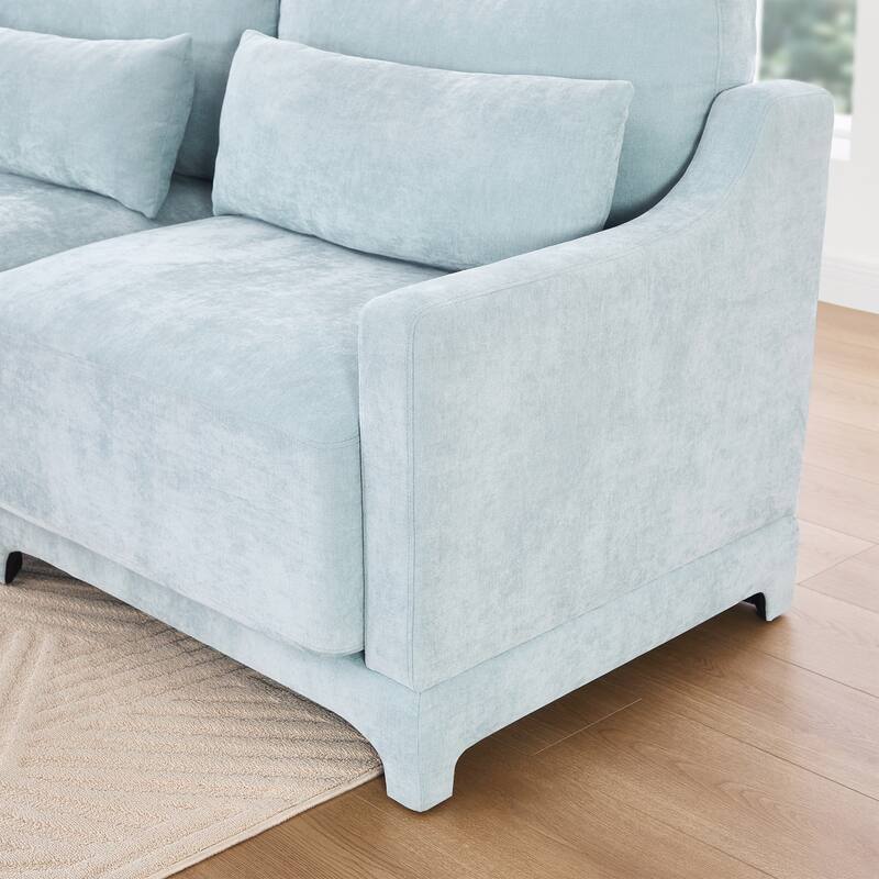 Three-Seater Sofa with 2 Movable Ottomans
