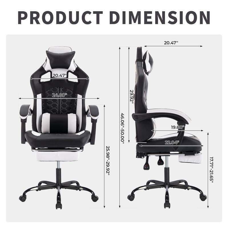 Adults with Footrest Swivel Video Game Chair