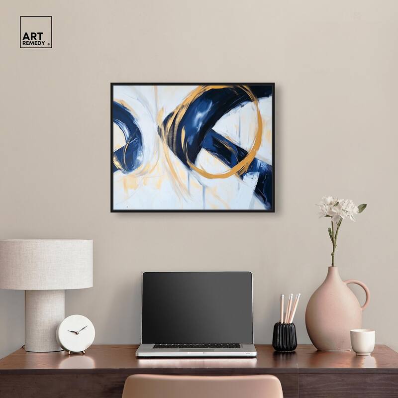 Navy and Gold Rings II Canvas by Art Remedy