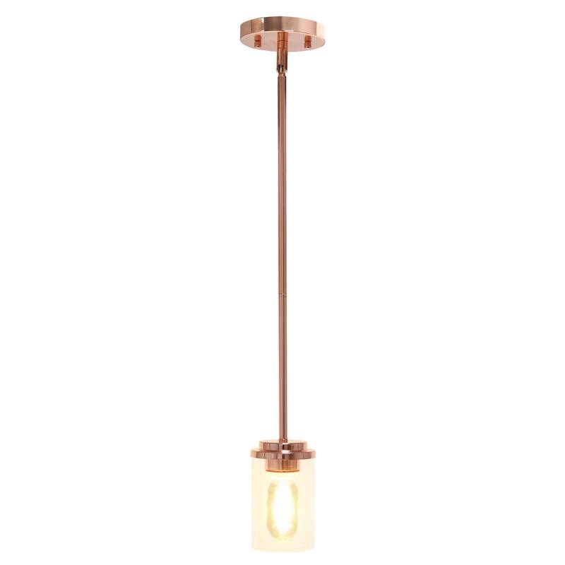 1-Light Pendant - Modern Adjustable Clear Glass Ceiling Light - Antique Brass Finish - 9.5