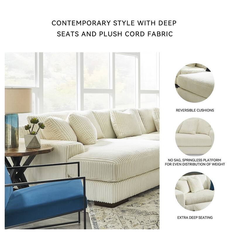 Signature Design by Ashley Lindyn 4-Piece Sectional with Chaise - 133"W x 92"D x 38"H