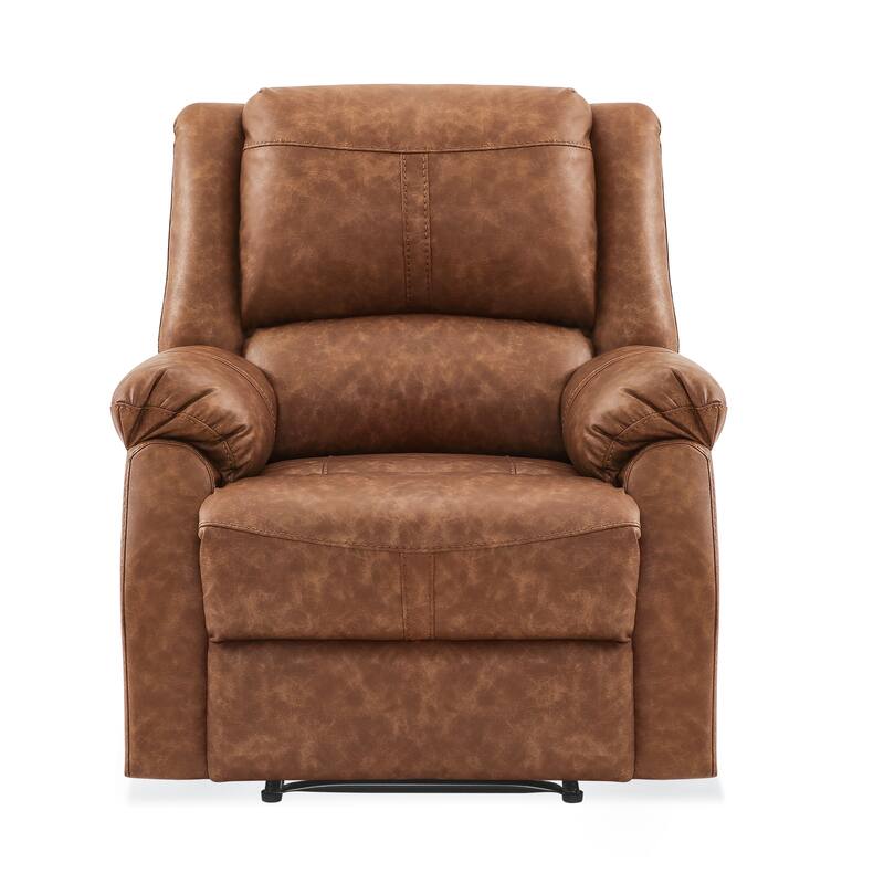 Faux Leather Recliner Sofa, Classic And Traditional Manual Recliner Chair With Comfortable Arms And Single Sofa For Living Room