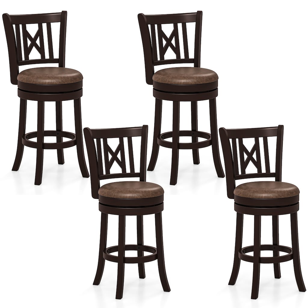 Gymax Set of 4 Bar Stools 26'' Swivel Bar Chairs w/ Footrest Hollowed