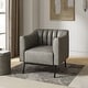 preview thumbnail 28 of 43, Alfons Industrial Leather Chair with Channel Tufting and Metal Leg by HULALA HOME Grey